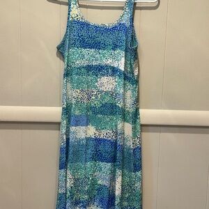 Columbia Blue Midi Sundress Sleeveless Scoop Neck